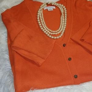Liz Claiborne Button-Up Ribbed V-Neck Sweater